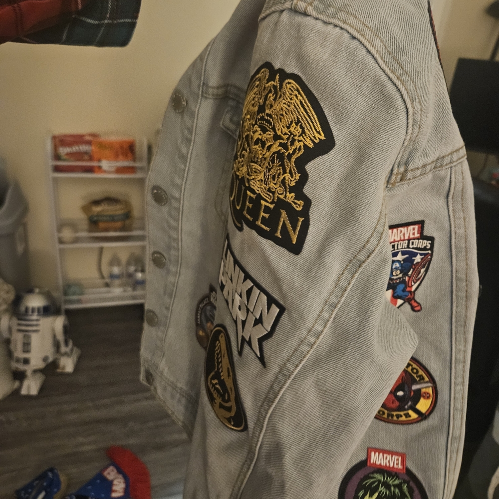 Denim Jacket with Colorful Patches - Picture 6 of 7